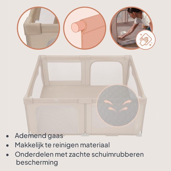 Lionelo Florence Easy Fold - Grondbox / Baby Box – Zeer Snel Inklapbaar – 150x180 cm – voor Thuis en Tuin – 0-48 maanden – Veilige kinderbox – Draagtas – Compact na Inklappen – Speelbox met Ademend Gaas – 2 Zij-ingangen met rits