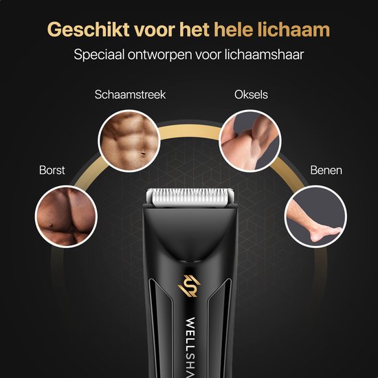 Wellshave Bodygroomer –  Keramische Bladen – 90 min batterijduur – Zwart