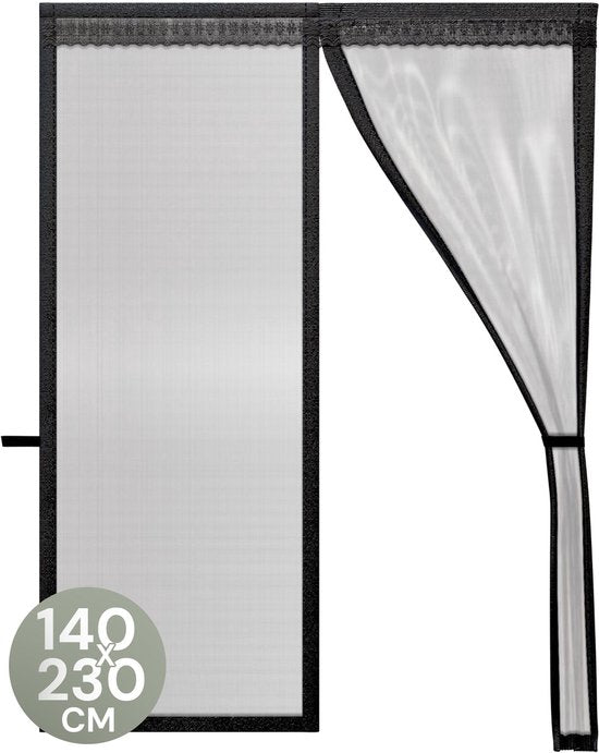 O'DADDY® Deurgordijn Deluxe FIBER - Magnetisch Vliegengordijn - Voor Nieuwbouw en Standaard Deuren - Eenvoudige Installatie - Deurhor Zwart - 140x230 cm