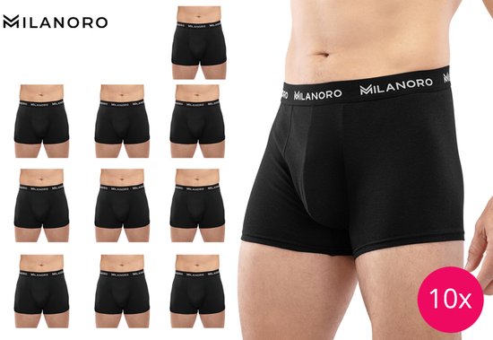 Milanoro - Set van 10 stijlvolle katoenen boxershorts - Zwart - XXL