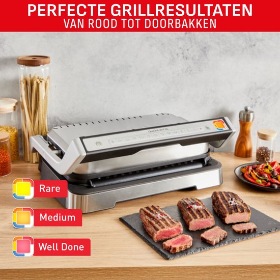 Tefal OptiGrill 4in1 GC774D - Intelligente Contactgrill - Inclusief Bakschaal - 9 Automatische programma's - Gaarheidsindicator - 2100W