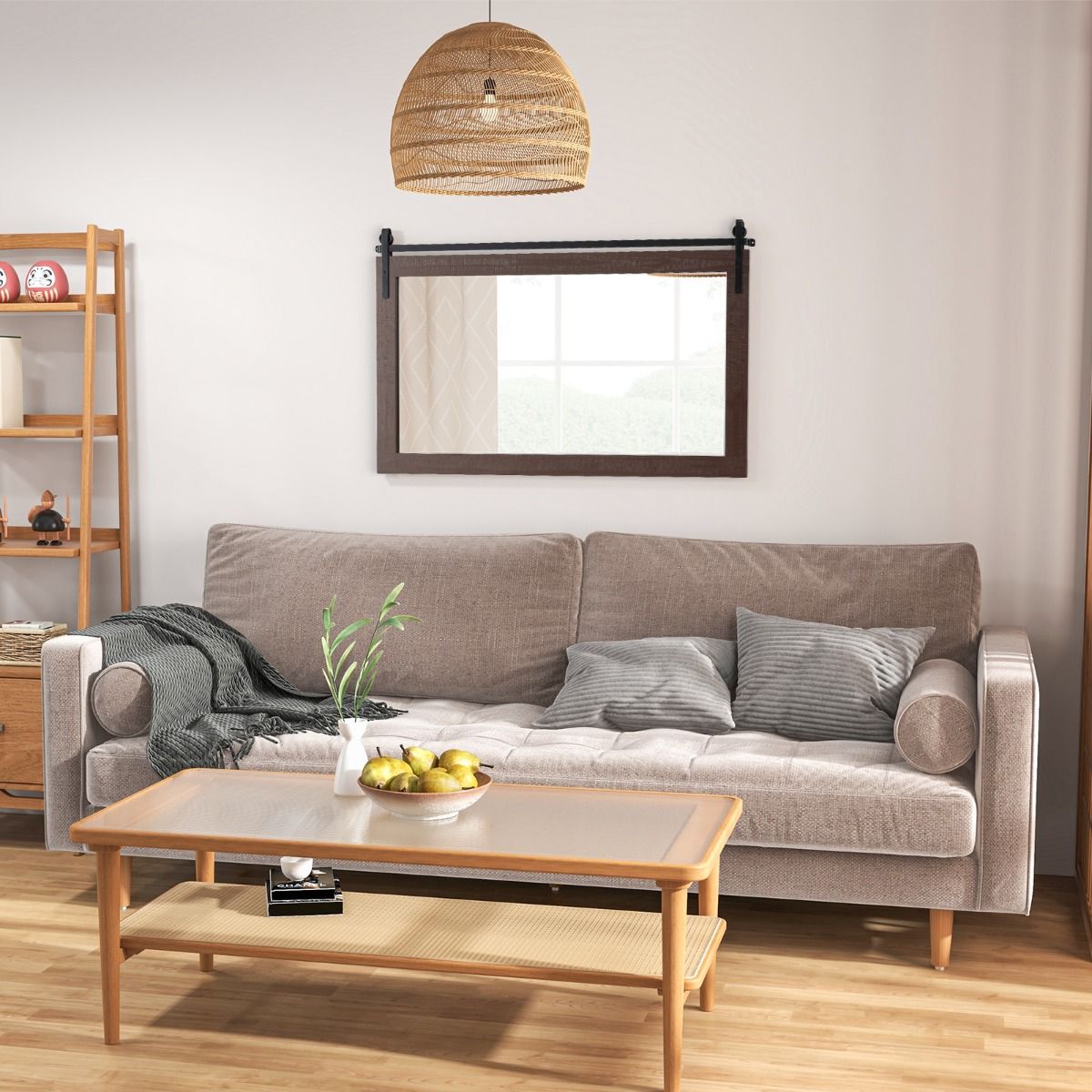 Coast Wandspiegel - rechthoekig massief houten frame - onbreekbaar glas - donkerbruin 100 x 66 cm