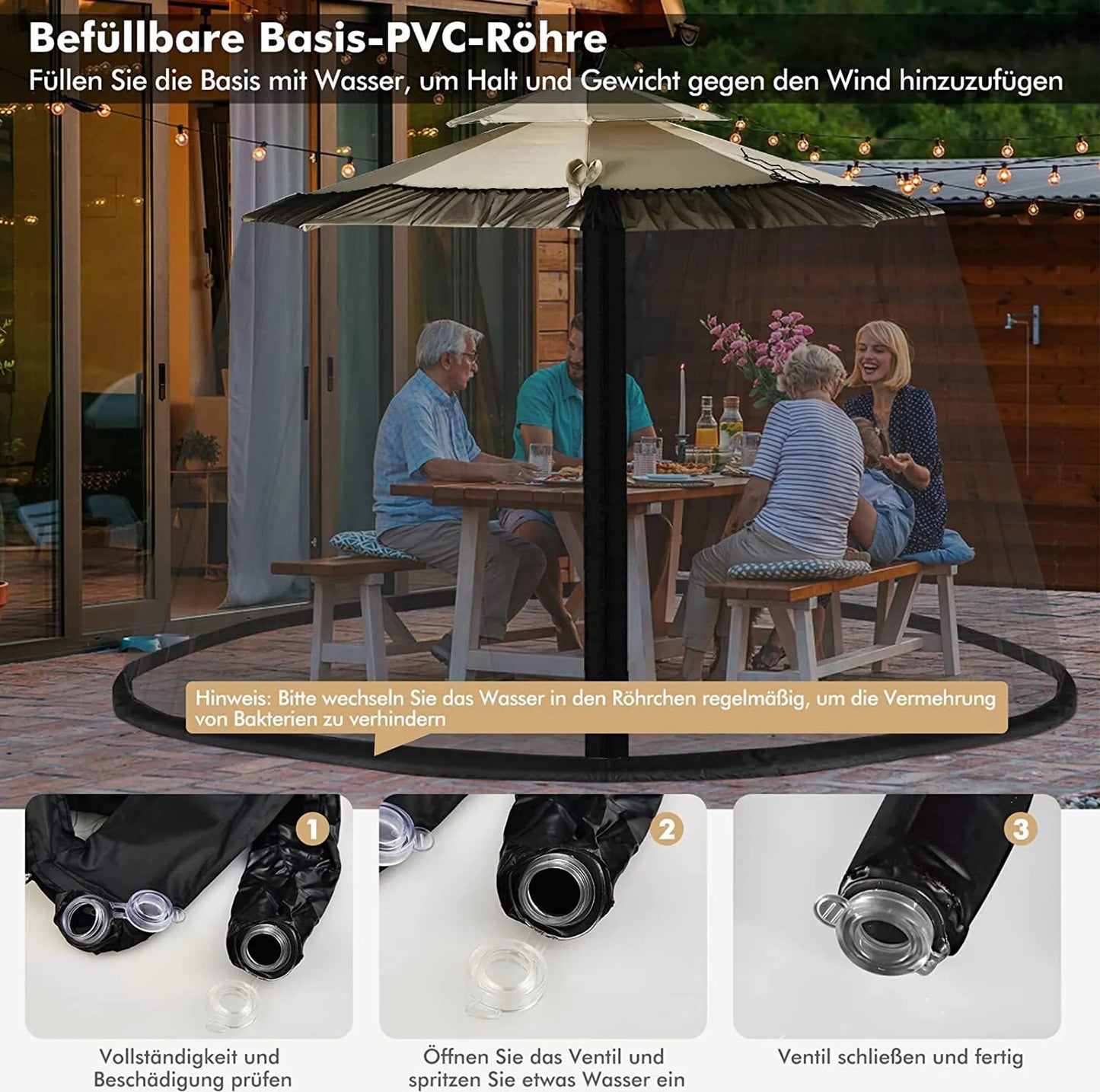 Coast Muggennet voor Parasol Zwart – 12,5 x 2,3 m – Met 2 Deuren en Dubbele Rits