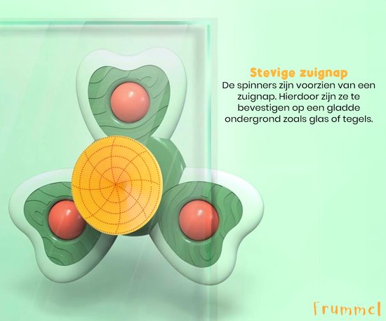Frummel Fidget Spinners XL met Zuignap - Badspeelgoed - Sensorisch speelgoed - Fidget Toys - Badspinner - Fidget Spinner voor op Autoraam - 3 stuks