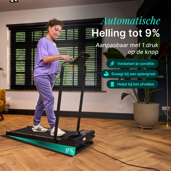 Dreaver Elevate Pro - 2 in 1 Loopband Inklapbaar 12KM/U met 9% Hellingsfunctie - Inclusief App & Accessoires - Hardloopband - Treadmill - Wandelband - Walking pad - Voor Thuis