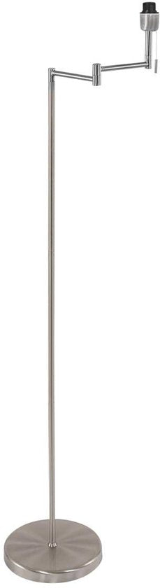 Vloerlamp Bella 3879ST in staalkleur met grijze velours kap, uitklapbaar, van metaal en textiel, hoogte 154 cm, diameter kap 30 cm - Mexlite