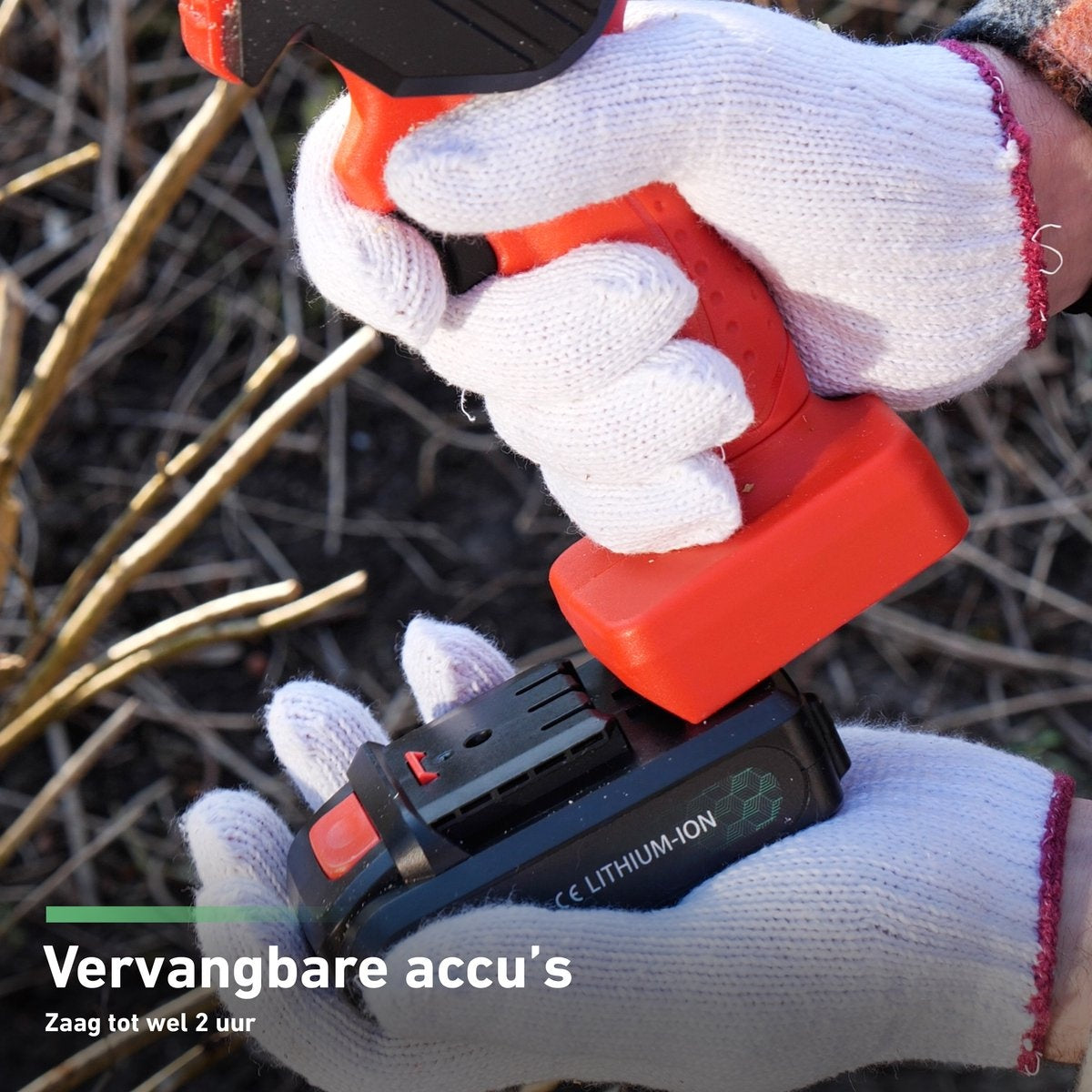 Mardin Mini Kettingzaag - Snoeizaag - 2 Accu's - Incl. Koffer - Rood