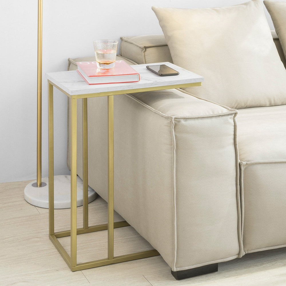 SoBuy FBT87-G Industriele Bijzettafel - Gouden Frame - 48x61x30 cm
