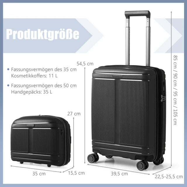 Coast 2-delige Kofferset – 20 inch Handbagagekoffer en 14 inch Beautycase – Zwart
