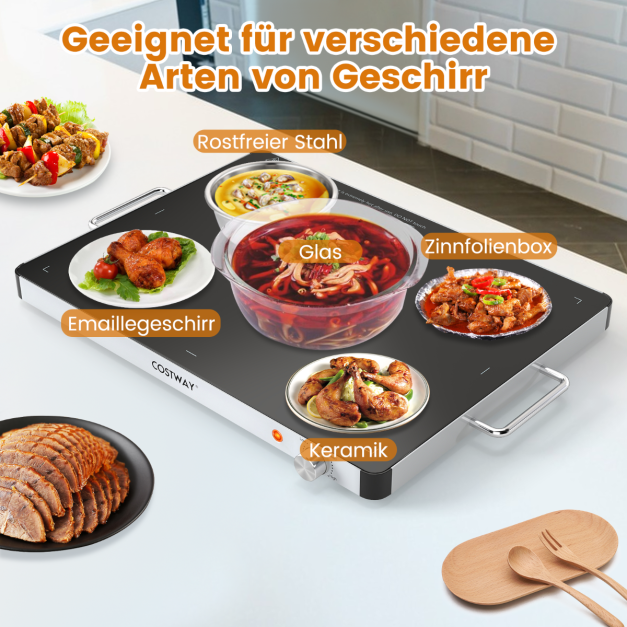 Coast Elektrische Warmhoudplaat 400 W – 30-120 °C – 61 x 42 x 4 cm – Zwart