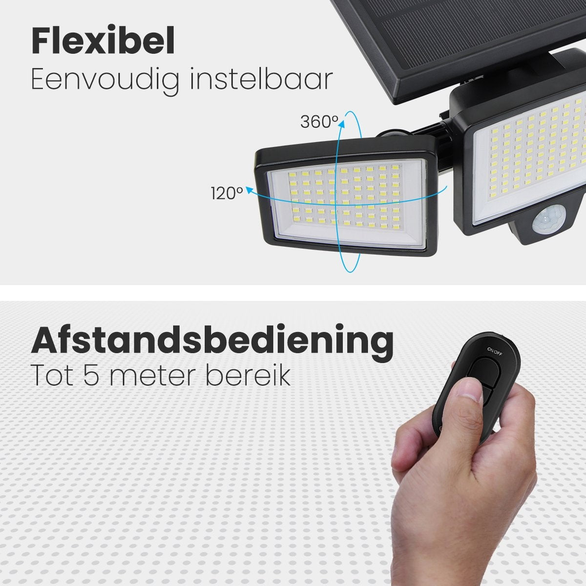 Auronic Solar Buitenlamp met Bewegingssensor - Wandlamp met Sensor - Zonne-energie - 210 LED's - IP65 - Zwart