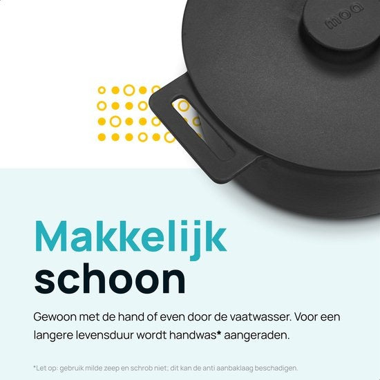 MOA Gietijzeren Braadpan - Inhoud 4,75 liter - 26CM - Rond - Alle warmtebronnen - Ook voor inductie - Gewicht 5,8 kg - Zwart - MOAMC26B