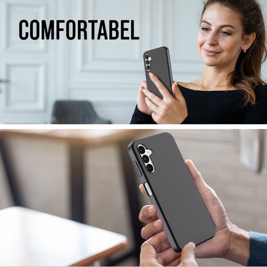Podec Hoesje Geschikt voor Samsung Galaxy A14 Zwart Telefoonhoesje - Anti-Shock Case Cover met 1x Screenprotector
