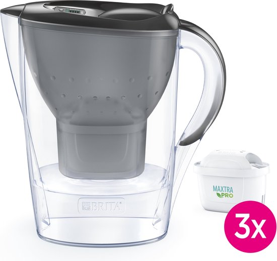 BRITA Waterfilterkan Marella Cool - 2,4L - Grijs - incl. 3 MAXTRA PRO Pure Performance waterfilterpatronen - Voordeelverpakking