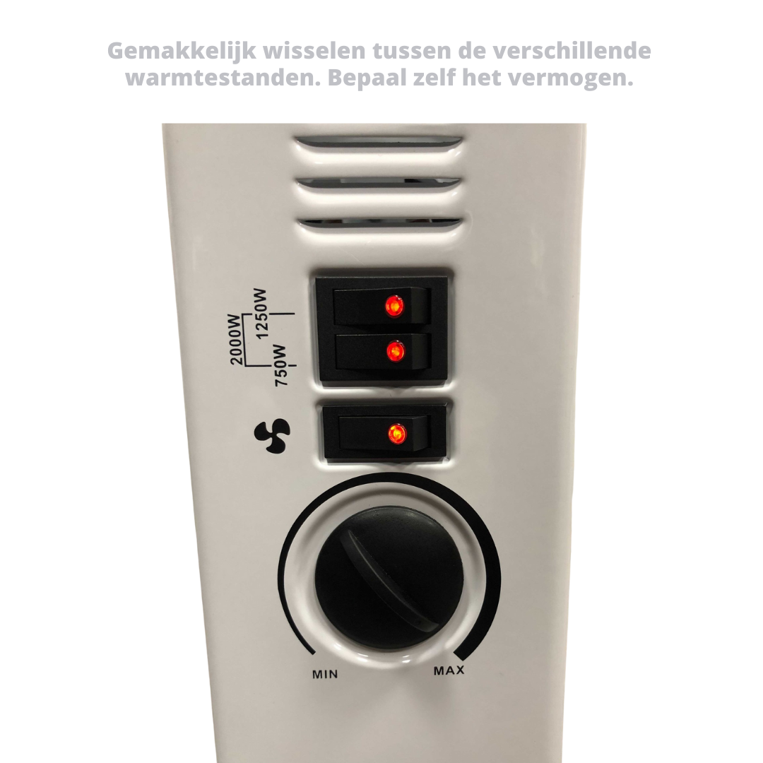 Plein Air Elektrische Heater Kachel TCT-2000 - 750/1500/2000W - Verstelbare Thermostaat - Wit