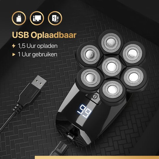 Wellshave 5 in 1 Scheerapparaat Mannen Deluxe - Gezicht en Hoofd Trimmer - Nat en Droog Shaver - Neustrimmer - Skull shaver