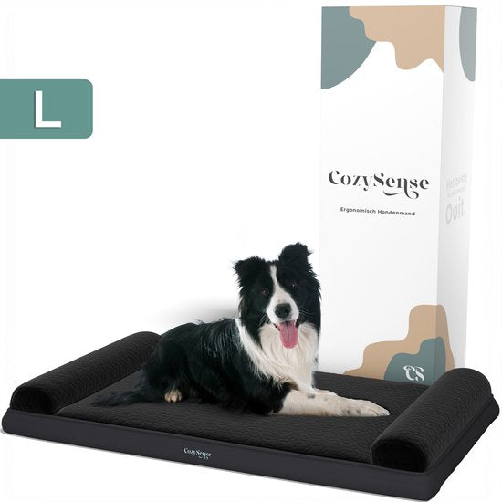 CozySense® Orthopedisch Hondenkussen - 90 X 55 cm - Maat L - Waterdicht - Geschikt Als Benchkussen & Hondenbed - Wasbare Hoes - Zwart