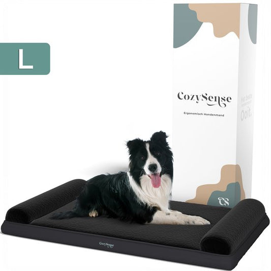 CozySense® Orthopedisch Hondenkussen - 90 X 55 cm - Maat L - Waterdicht - Geschikt Als Benchkussen & Hondenbed - Wasbare Hoes - Zwart