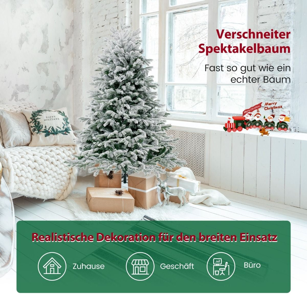 Coast Kunstkerstboom met Sneeuw en 200 LED-lampjes - 146cm