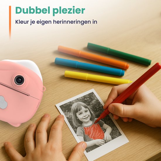 ODESSEY Kindercamera met Printer - Full HD - Selfie Camera - 32GB SD Kaart - Foto - Video - Spelletjes - Digitale Camera Kinderen - Fototoestel voor kinderen - Roze