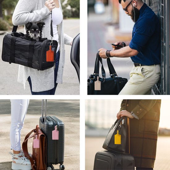 Bagagelabels PU Leer – Set van 2 – Koffer Tags – Stijlvolle Reistag – Crème