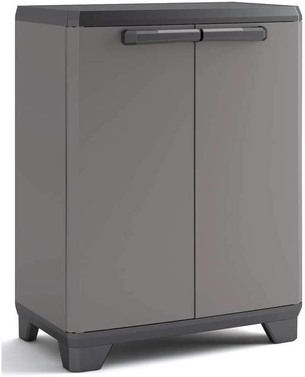Keter Linear Opbergkast laag - 1 plank- 39x68x90cm - Zwart/Grijs