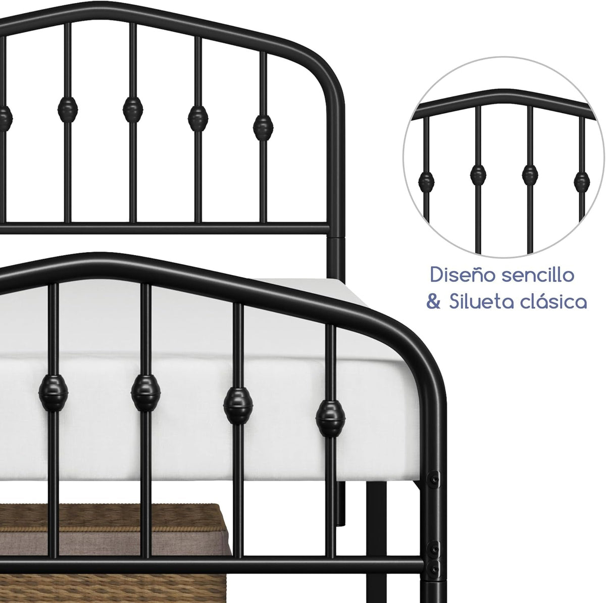 Yaheetech Metalen Bedframe - 90 x 200 cm - Zwart