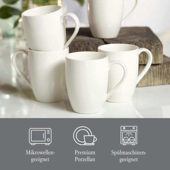 Villeroy & Boch - Vivo Basic - 6 Stuks - Basic White - 320 ml - Koffiemokken - Met Oor