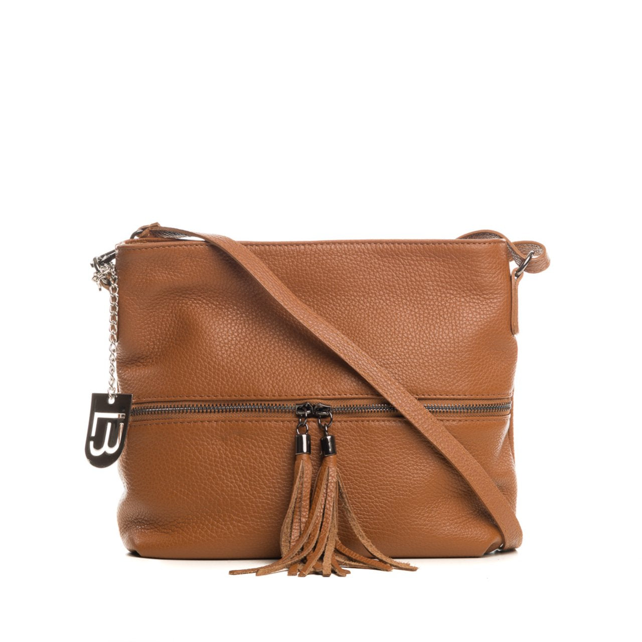 Lucca Baldi Leren Schoudertas Cognac Winter - 36 x 23 x 10 cm - Echt Rundleer - Made in Italy