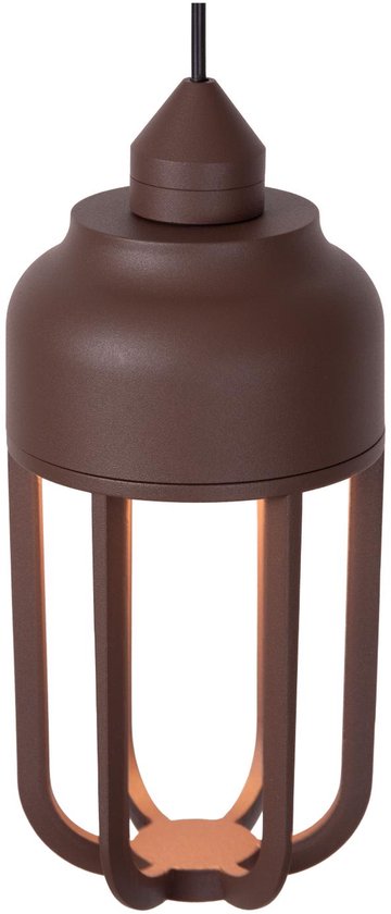 Lucide WELLS - Hanglamp Binnen/Buiten - Ø 10 cm - LED - 1x8W 2700K - IP54 - Roest bruin | Essential