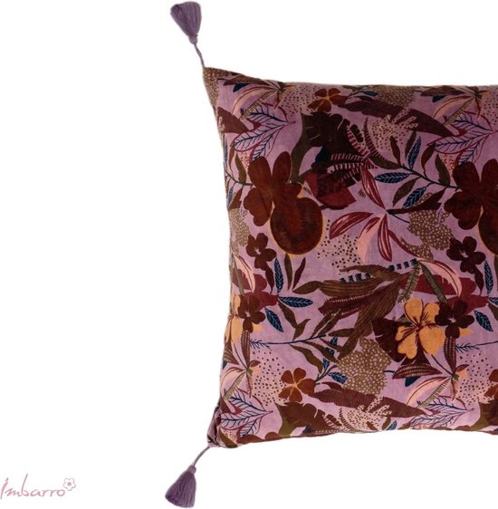 Imbarro - Kussen - Sierkussen - Merryl - Paars - 100 % katoenfluweel - 50x50 cm