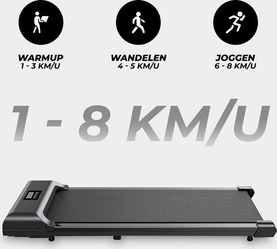 Fitby Loopband - Walking Pad - Wandelband - 1-8km/u - LED scherm - Zwart