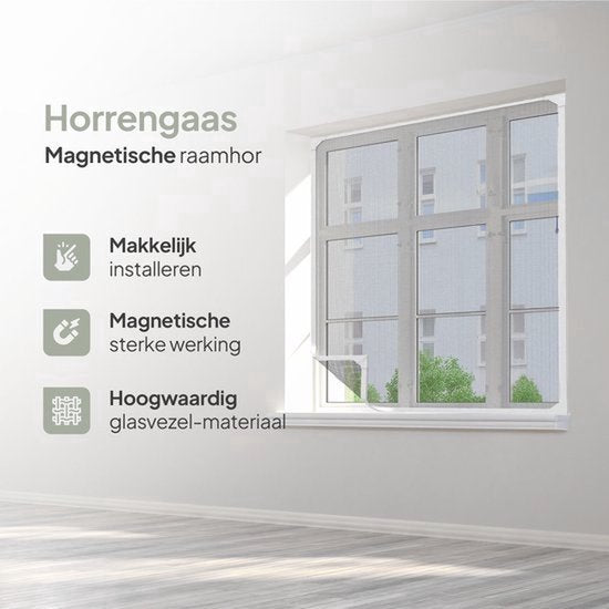 O'DADDY® Magnetische Raamhor - 150x150 cm - Aanpasbaar Vliegengaas - Met Witte Rand en Zwart Gaas - Horrengaas - Veelzijdig en Gemakkelijk te Monteren
