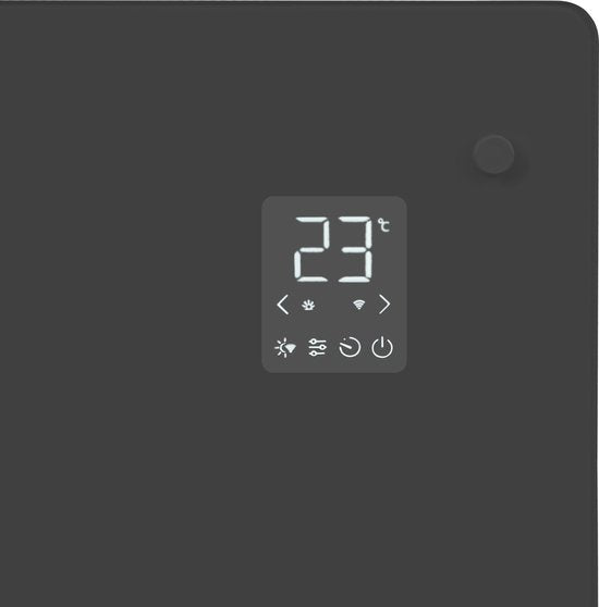 VONROC Luxe elektrische kachel - Convectorkachel met glazen paneel – 500W/1000W - Verwarmt ruimtes tot 12m2 - Bediening zowel met app (via Wifi) als handmatig – Instelbare thermostaat en timer - Grijs