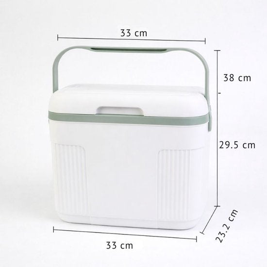 Ceruzo Koelbox 10L – Compact- Koelelement in Deksel – Camping Koelbox –Wit Groen