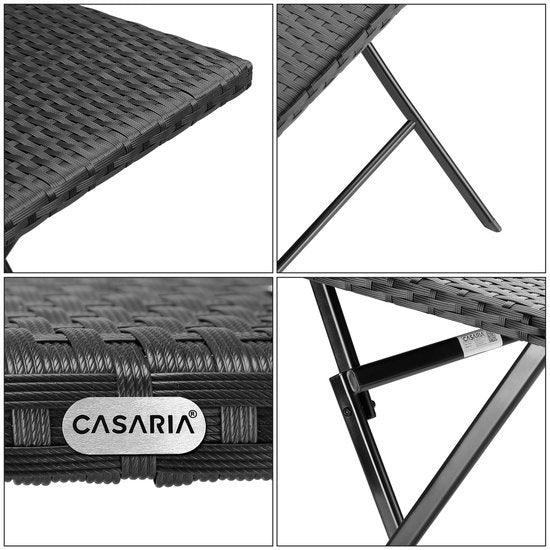 Casaria Polyrattan Tuinset 3 delig – Inklapbaar/Weerbestendig – Zwart
