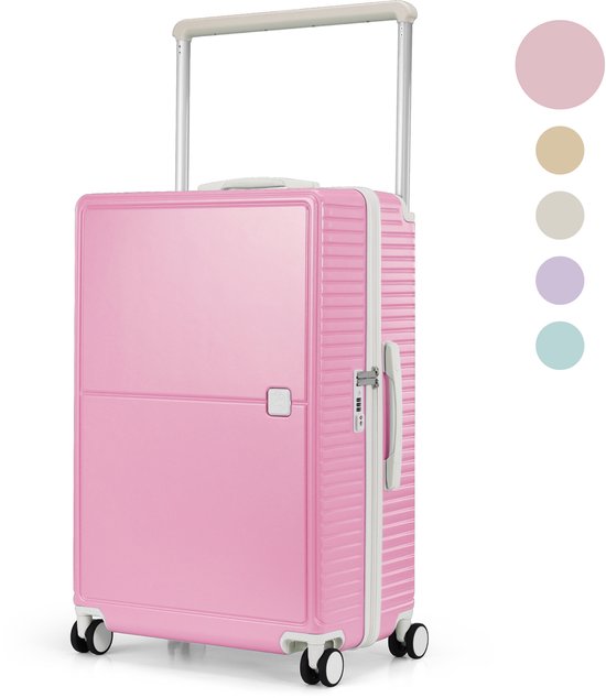 SC City Walker - Medium Reiskoffer 77L - Lichtgewicht & Sterk - 360° Spinner Wielen - Origineel TSA-slot - Inclusief Beschermhoes & Wetpouch - 66 x 45 x 26 cm - Roze