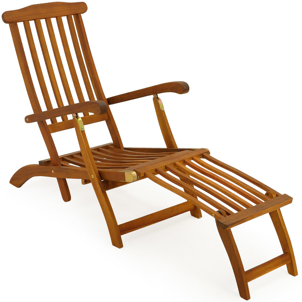 Casaria Ligstoel Queen Mary – Acaciahout 169x54x95cm - Bruin
