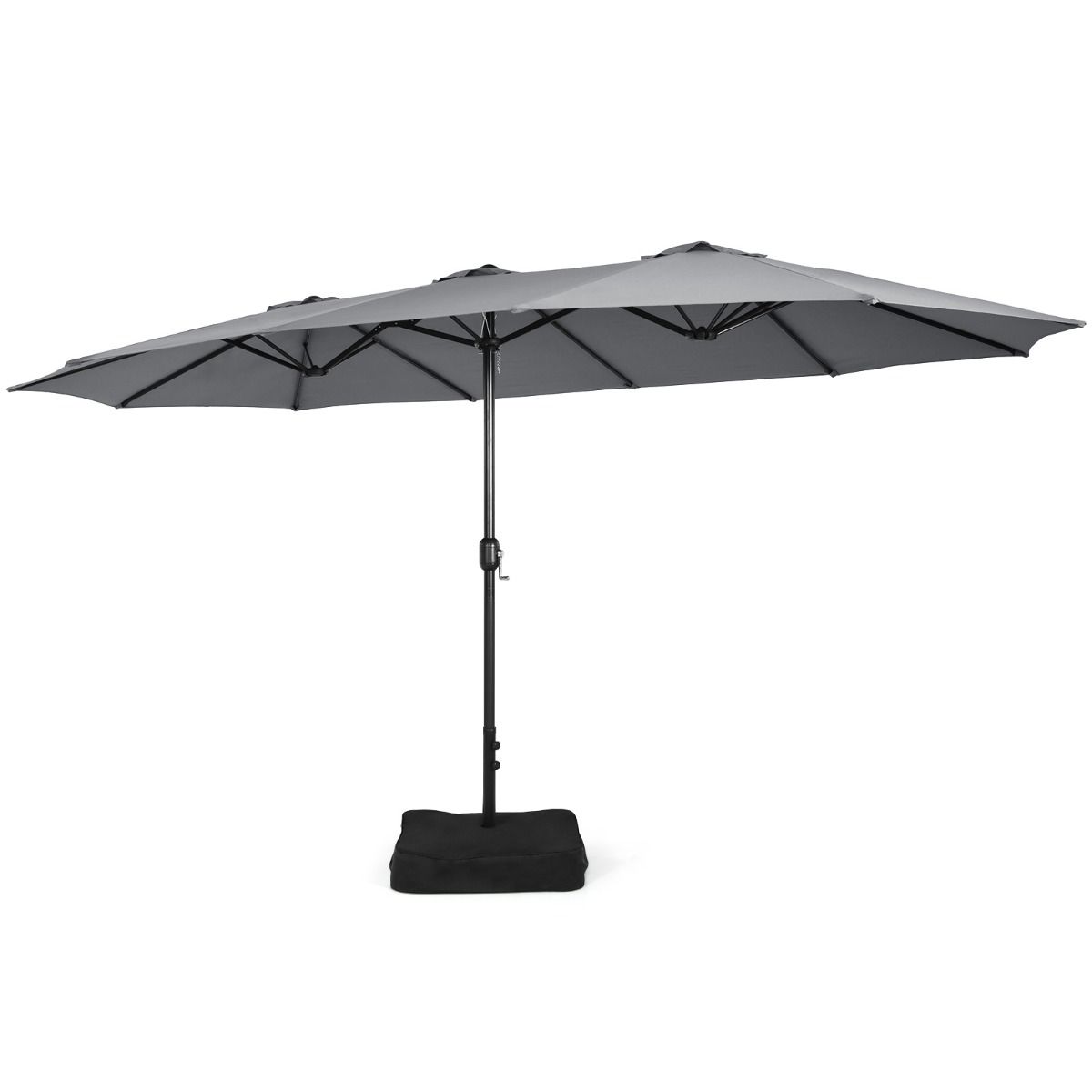 Coast Dubbele Parasol met Standaard - extra groot schaduwoppervlak - stevige metalen basis - grijs 451,5 x 264 cm