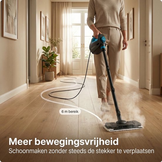 CleanKoala 2-in-1 Stoomreiniger – 15 sec Opwarmtijd – 30 min lang stomen– Incl. 12 Accessoires & 3 extra doekjes