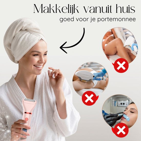 2-in-1 Ladyshave met Display - Gezicht - Oksels - Benen - Bikinilijn - Sansbeauté® - Scheerapparaat Vrouw - Gezichtsontharing Dames - Trimmer Vrouw - Ladyshaves Bikini - USB Oplaadbaar