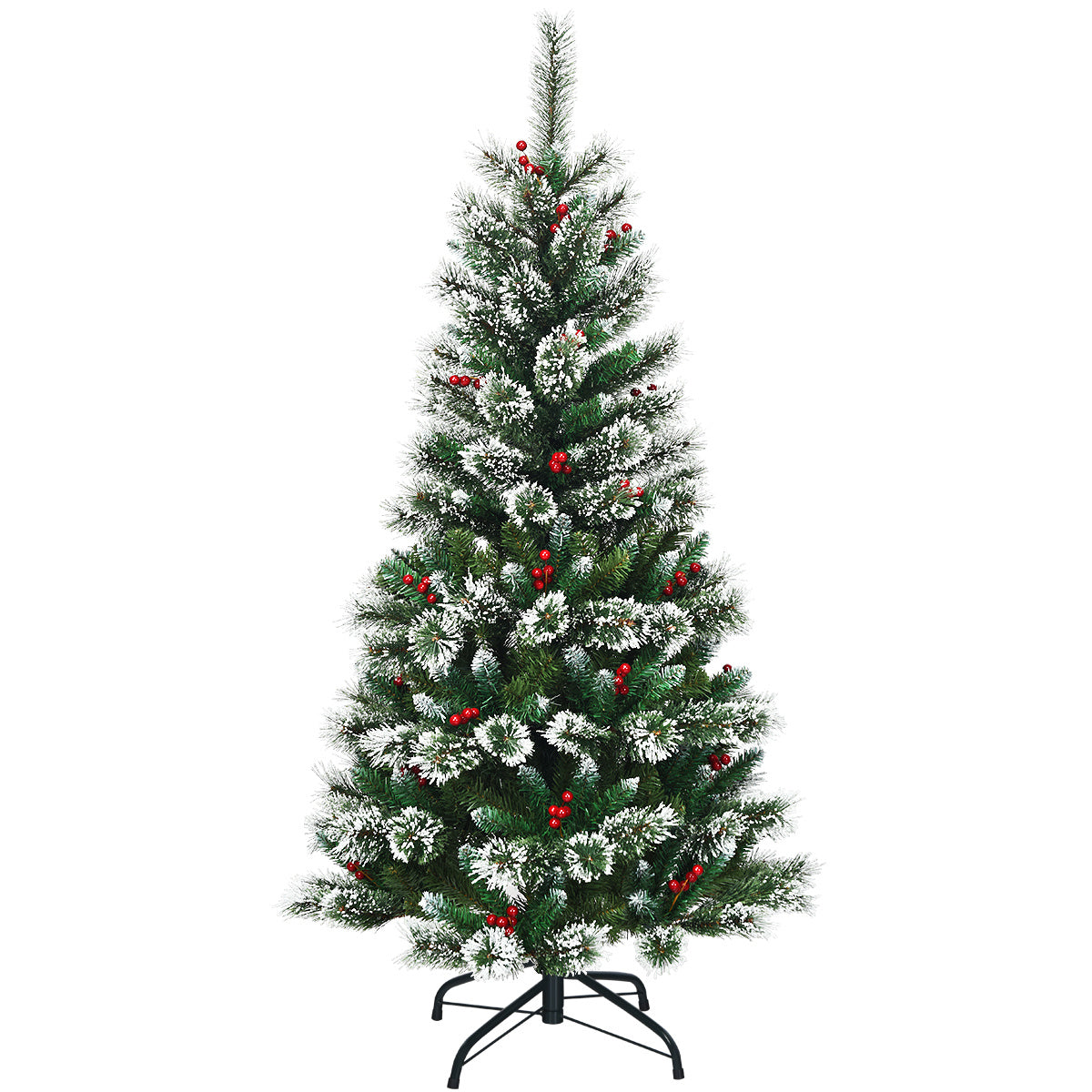 Coast Kunstkerstboom met Sneeuwvlokken Rode Bessen en Dennenappels - Groen - 150cm