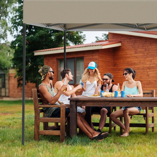 LifeGoods Partytent - Paviljoen - EasyUp - Opvouwbaar - Waterdicht - Met Draagtas met wielen - 300 x 600 cm - Beige