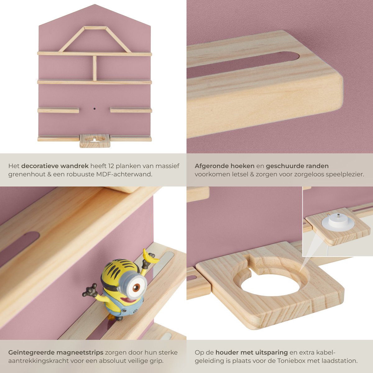 tectake Mylittle Story Wandrek voor Tonies – Huisvorm – Hout – Kersenlook