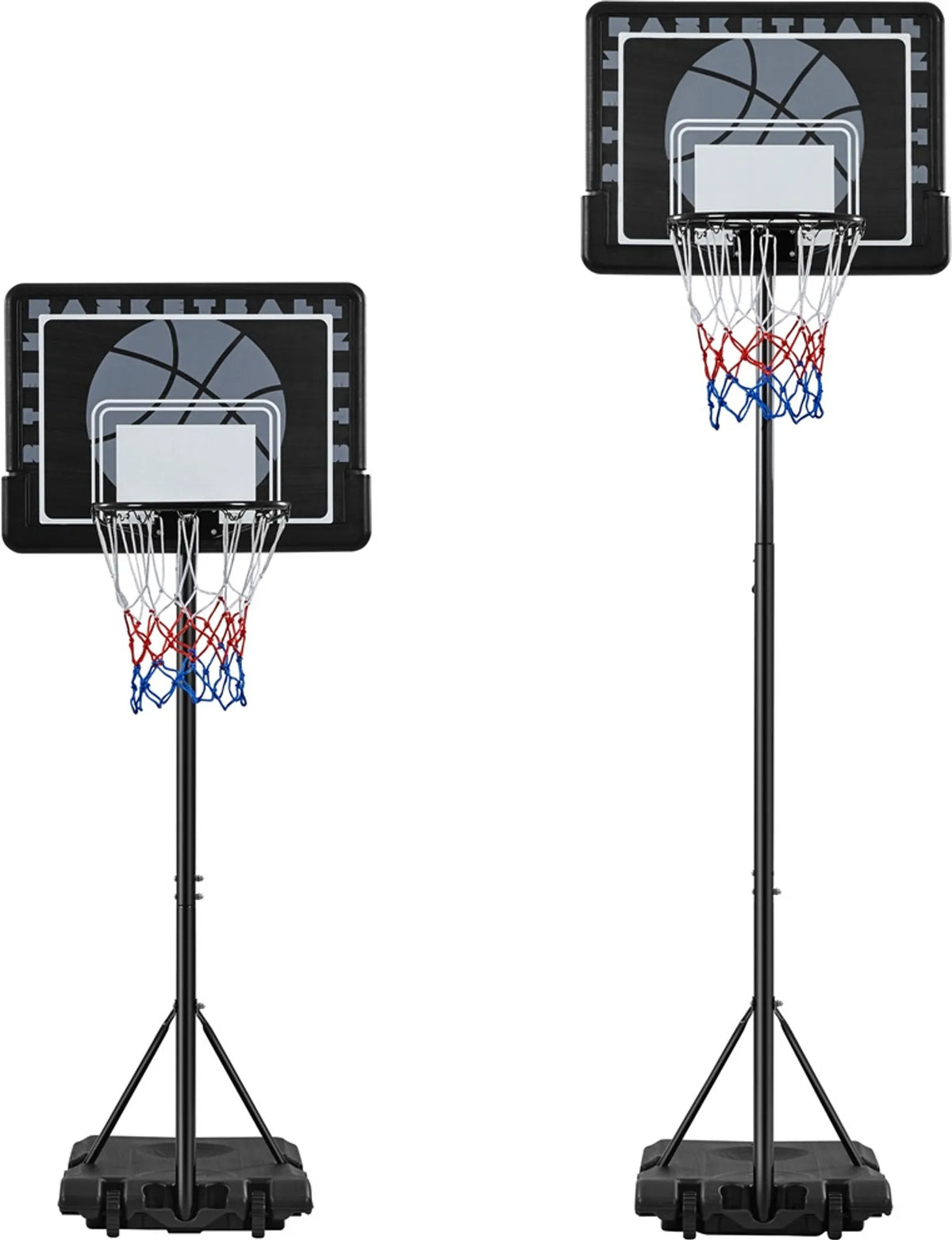 In Hoogte Verstelbare Basketbalstandaard met Wielen 182–215 cm Zwart
