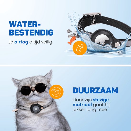 Vulpes Goods® Huisdieren - Kattenhalsband geschikt voor Apple AirTag - Apple Airtag Kattenband Pro - Veilig, lichtgewicht, reflecterend & comfortabel - Anti-kras en Waterbestendig - Incl. 3 Accessoires - 23.5-30.5 CM - S