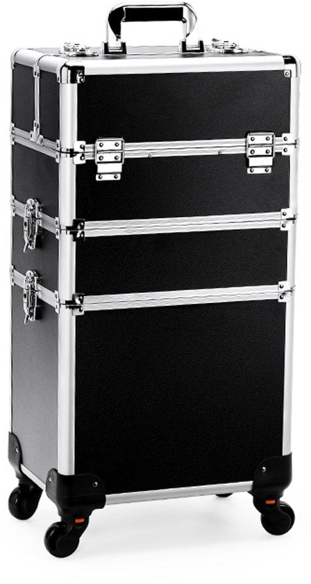 Travli Make Up Trolley - Make up koffer - Kapperskoffer - Beautycase - Cosmetica koffer - 106* 40* 31,5 cm - Zwart
