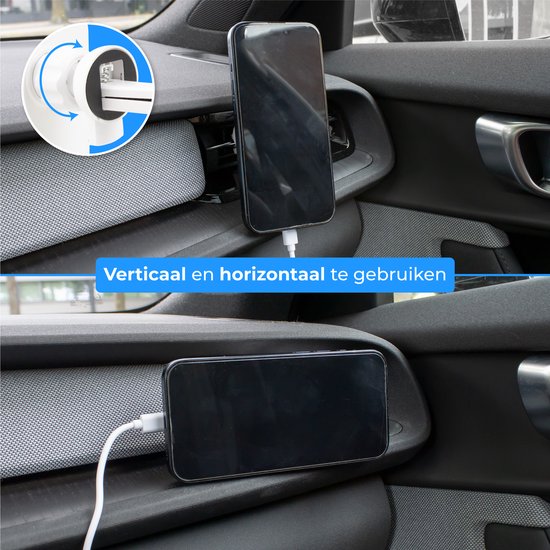 Nuvance - Telefoonhouders Auto - Geschikt voor MagSafe iPhone 12/13/14/15 - Telefoonhouder met Draadloze Oplader - Wit
