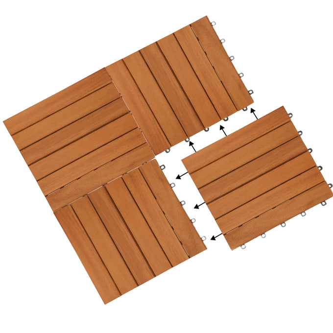 Casaria Acacia houten tegelset van 11 stuks, 30x30cm