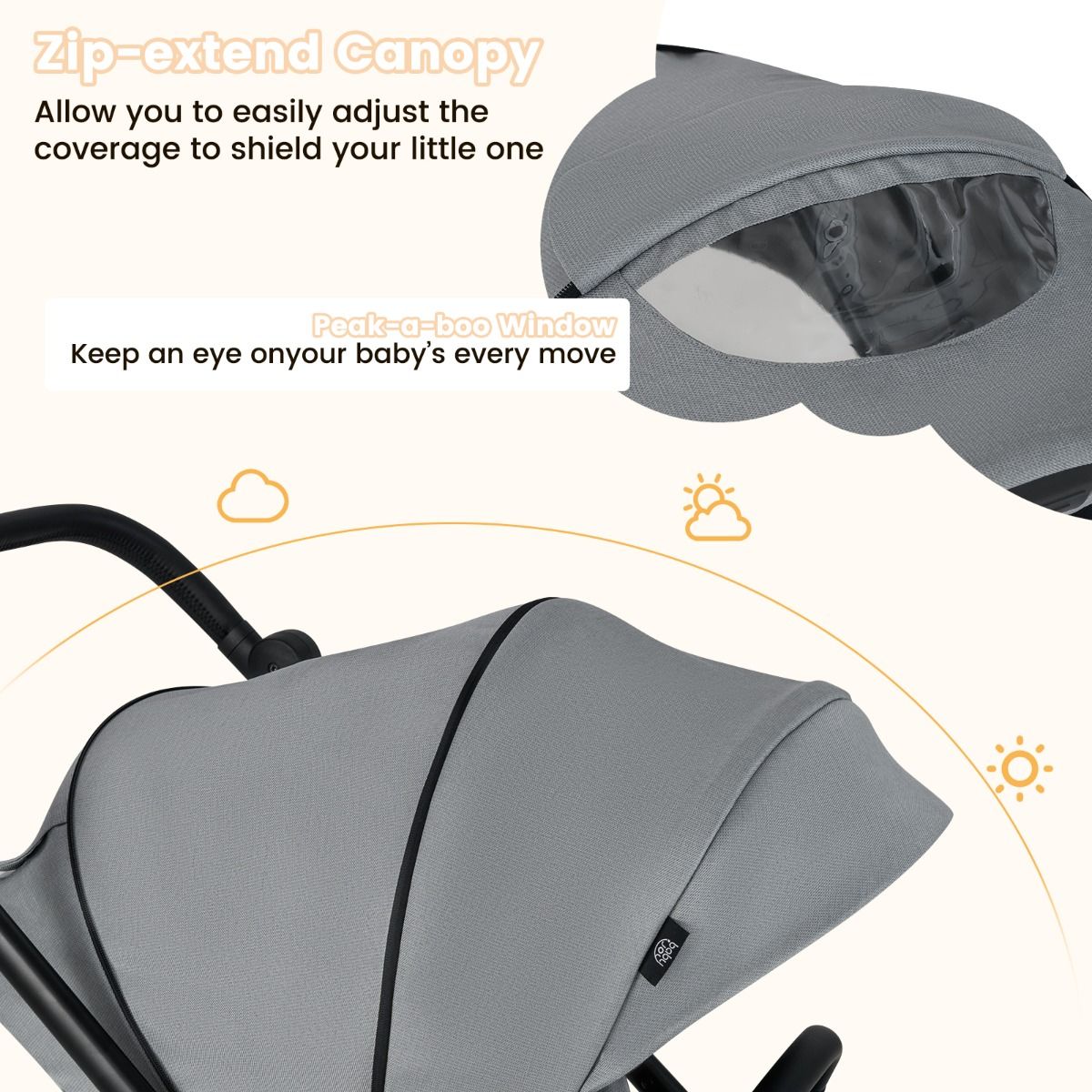 Coast Opvouwbare Kinderwagen met Omkeerbare Zitting – 94 x 51 x 102 cm – Zwart/Grijs